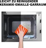 A hand is cleaning the inside of a microwave, showing a before and after effect. Produktbild-Vorschau