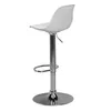 A white bar stool with a chrome base and adjustable height. Náhľad obrázku produktu