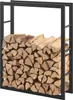 A black metal firewood rack filled with cut logs. Produktbild-Vorschau