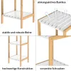 A collage of four images showcasing a wooden and white slatted shelving unit. Anteprima dell’immagine prodotto