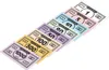 A collection of Monopoly money bills of various denominations, arranged in a diagonal line against a white background. Produktbild-Vorschau