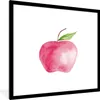 MuchoWow® Gerahmtes Poster Apfel - Rot - Aquarell 40x40 cm Produktbild-Vorschau 1