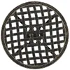 A round, dark metal table top with a woven pattern. Náhled obrázku produktu