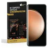 A product box for a screen protector is shown next to a smartphone with a screen protector applied. Produktbild-Vorschau