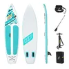 A set of inflatable stand-up paddleboard equipment, including the board, paddle, pump, and leash, displayed against a white background. Produktbild-Vorschau