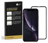 A product box for a phone screen protector is shown next to a phone with a screen protector applied. Produktbild-Vorschau
