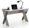 A modern desk with a laptop, lamp, and office supplies. Produktbild-Vorschau