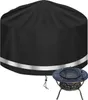 A black fire pit cover is shown in the upper portion of the image, with a decorative bronze fire pit in the lower right corner. Produktbild-Vorschau