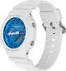 A white Casio G-Shock watch with a blue face is shown against a white background. Voir les images du produit