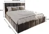 A bed with dimensions indicated by arrows and text. Produktbild-Vorschau