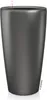 A tall, cylindrical planter with a metallic anthracite finish, shown in a studio setting against a white background. Produktbild-Vorschau