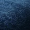 A close-up view of a dark blue fabric with an embossed floral pattern. Produktbild-Vorschau