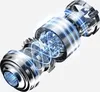 A close-up, stylized illustration of a vacuum cleaner motor or internal component, with glowing blue energy lines indicating airflow or power. Produktbild-Vorschau