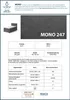 A close-up of a dark gray fabric with the product name and some technical specifications. Produktbild-Vorschau