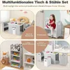 COSTWAY 3 TLG. Kindersitzgruppe, Kindertisch mit 2 Stühlen, Produktbild-Vorschau 3