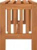 A close-up, front view of a wooden garden bench. Náhľad obrázku produktu