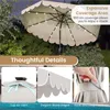 An outdoor umbrella with LED lights at night. Produktbild-Vorschau