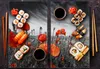 A collage of two images showing sushi and poppies. Produktbild-Vorschau