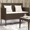 vidaXL Záhradná lavica s vankúšmi Brown Poly Rattan Náhľad obrázku produktu 2