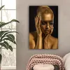 MuchoWow® - Leinwandbilder - Gold - Frau - Schwarz und Produktbild-Vorschau 2