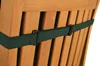 A close-up view of a green strap with black buckles attached to the wooden slats of a chair back. Produktbild-Vorschau