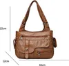 Hobo Handtasche aus Kunstleder Vintage Damen Khaki Produktbild-Vorschau 3
