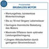 A marketing image listing product advantages for a brushless motor. Produktbild-Vorschau