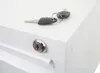 A close-up view of a white filing cabinet with two keys on top and a lock in the foreground. Anteprima dell’immagine prodotto