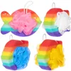 BRUBAKER 4er Set Badeschwamm Duschschwamm - Regenbogen Produktbild-Vorschau 2