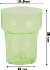 A green glass pot with dimensions indicated by measurement lines and text. Náhled obrázku produktu