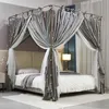 Bett-Baldachin mit Moskitonetz Set Elegant Grau 120x200x210 Produktbild-Vorschau 2