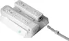 A white charging dock with two white Nintendo Wii controllers and a wrist strap. Produktbild-Vorschau