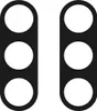 Two black rectangular shapes with three white circles each, arranged vertically. Produktbild-Vorschau