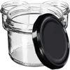 Several glass jars with a black lid. Anteprima dell’immagine prodotto