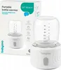 A portable bottle warmer and its packaging are displayed. Produktbild-Vorschau