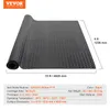 A rolled-up black diamond plate rubber mat is shown on a white background, with dimensions and specifications provided in a text box below. Produktbild-Vorschau
