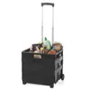A black folding shopping trolley filled with groceries, on a white background. Anteprima dell’immagine prodotto