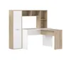 A corner desk with a cabinet and shelving unit, shown against a white background. Produktbild-Vorschau