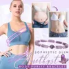 A woman in athletic wear is shown, with inset images demonstrating a before-and-after weight loss comparison. A bracelet is also featured. Produktbild-Vorschau
