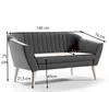 GUTTO Sofa 2 Seater -- SUZI -- Šedá Lavice Sametové dřevěné Náhled obrázku produktu 1