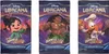 Three booster packs for the Disney Lorcana Trading Card Game are displayed side-by-side. Produktbild-Vorschau
