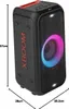 A black LG XBOOM Bluetooth speaker with colorful LED lights. Produktbild-Vorschau