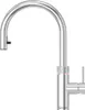 A close-up studio shot of a chrome faucet with a curved spout. Produktbild-Vorschau