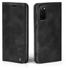 A black flip cover phone case for a Samsung Galaxy S20 is shown from two angles. Produktbild-Vorschau