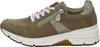 A side view of a single brown and beige sneaker with white laces and a white sole. Produktbild-Vorschau