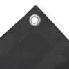 A close-up view of the corner of a dark gray fabric material, showing a metal grommet and stitching. Voir les images du produit
