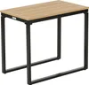 A rectangular outdoor table with a slatted wooden top and black metal legs, shown against a white background. Produktbild-Vorschau