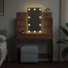 vidaXL Schminktisch mit LED-Leuchten Artisan-Eiche Produktbild-Vorschau 3