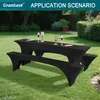 Bierzeltgarnitur Stretch 3-teilig 220x70cm Schwarz für Produktbild-Vorschau 2