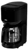 A black Braun coffee maker is shown from a side-angle. Produktbild-Vorschau